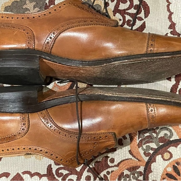 Allen Edmonds McAllister Bench Welt Wingtip Oxford Shoes Men's Size 10.5 Tan Use - Picture 6 of 12